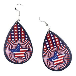 Patriotic Star Teardrop Drop Earrings